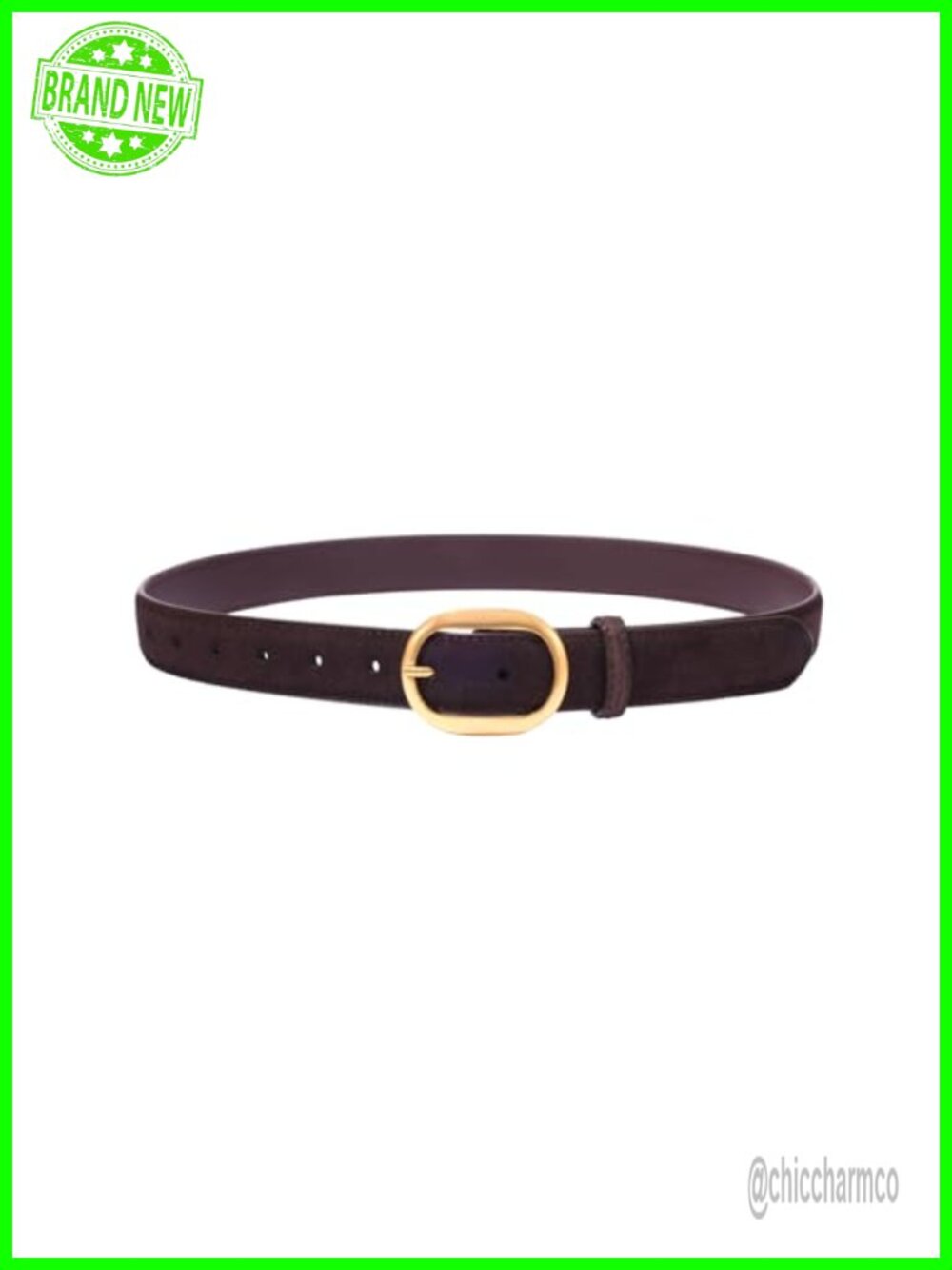 Suede Leather Belt Gold Alloy Buckle Waist Belt for Dress Jeans